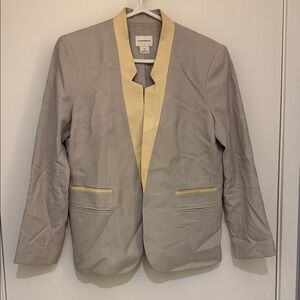 Club Monaco Light Gray Blazer with Cream Lamb Leather Accents